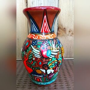 Vintage Guerrero Redware Folk Art Pottery Vase